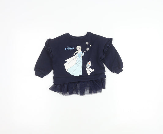 George Girls Blue Frozen Jumper 12-18 Months