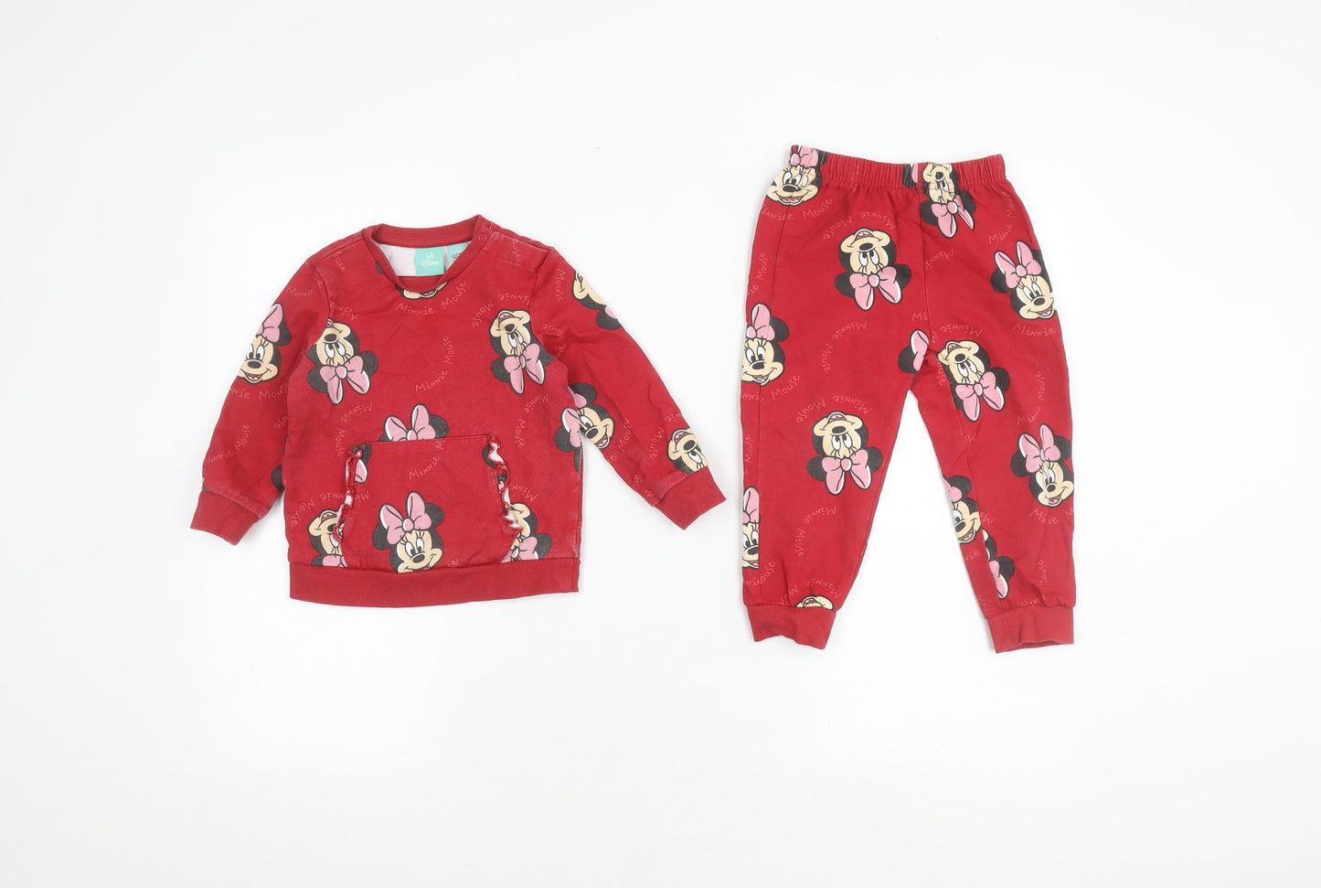 Disney Girls Red Minnie Mouse Sweater & Trousers Set 1-2 Years