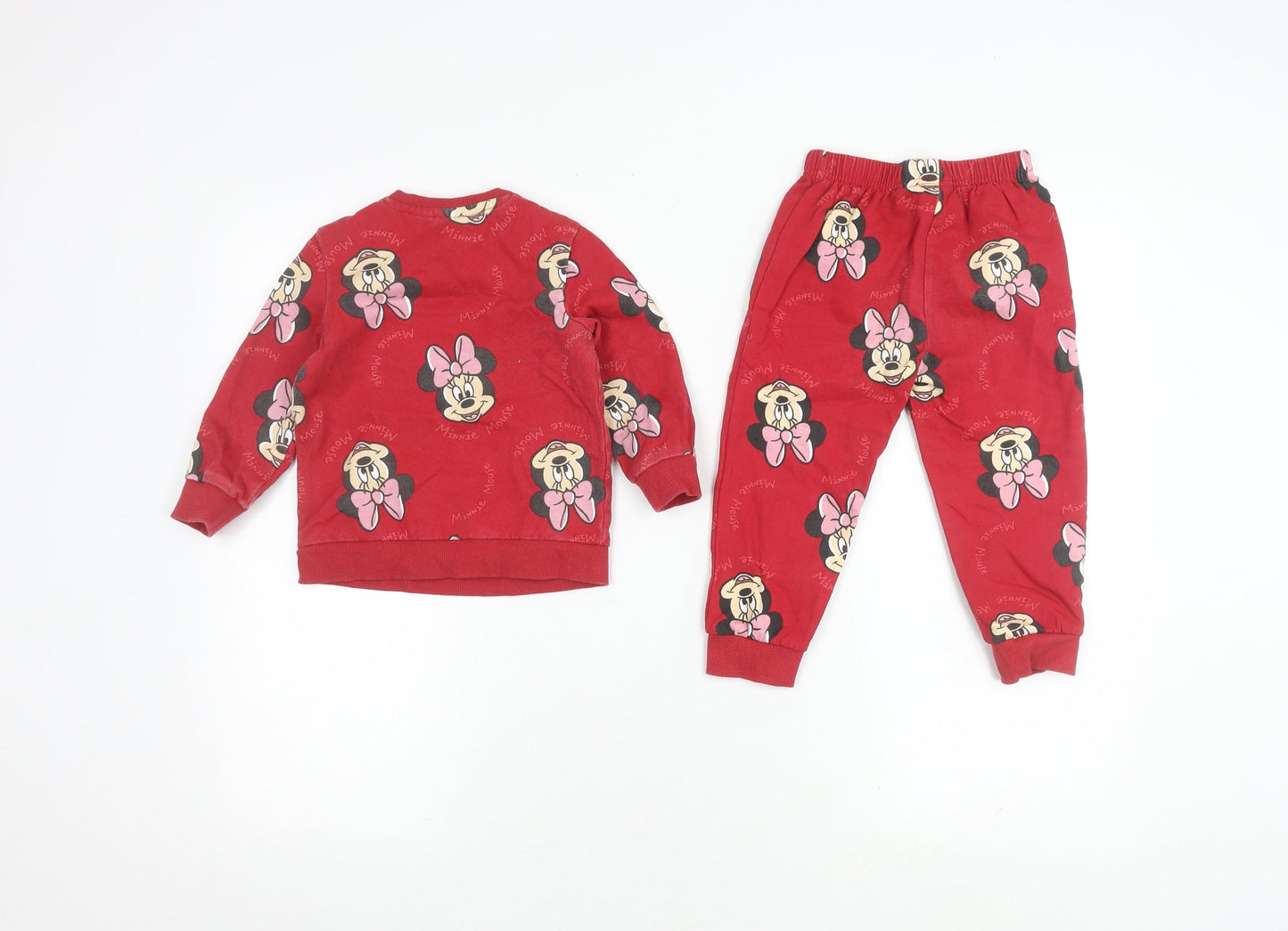 Disney Girls Red Minnie Mouse Sweater & Trousers Set 1-2 Years