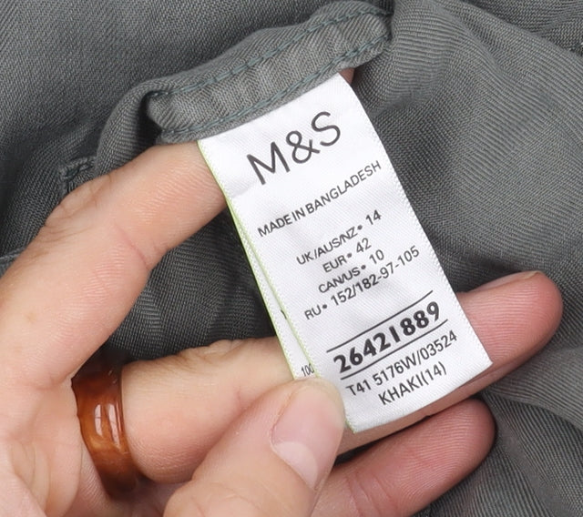 Womens UK Size 14 Marks and Spencer Green  Button-Up