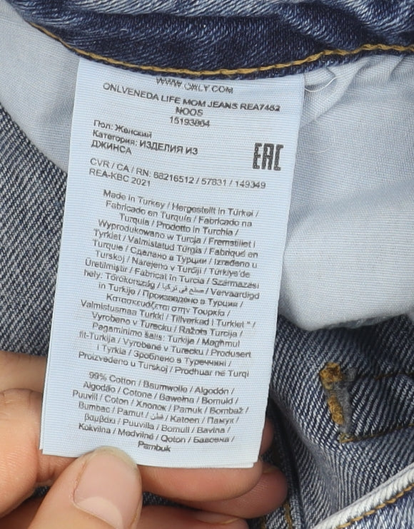 ONLY Women's Blue Mom Fit Jeans XL High Rise Denim