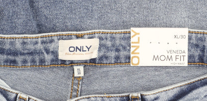 ONLY Women's Blue Mom Fit Jeans XL High Rise Denim