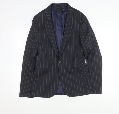 ASOS Men's Blue Striped Blazer - Size 34, Regular Fit