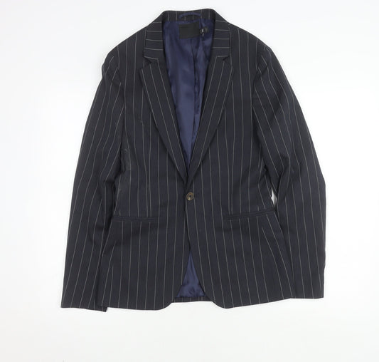 ASOS Men's Blue Striped Blazer - Size 34, Regular Fit