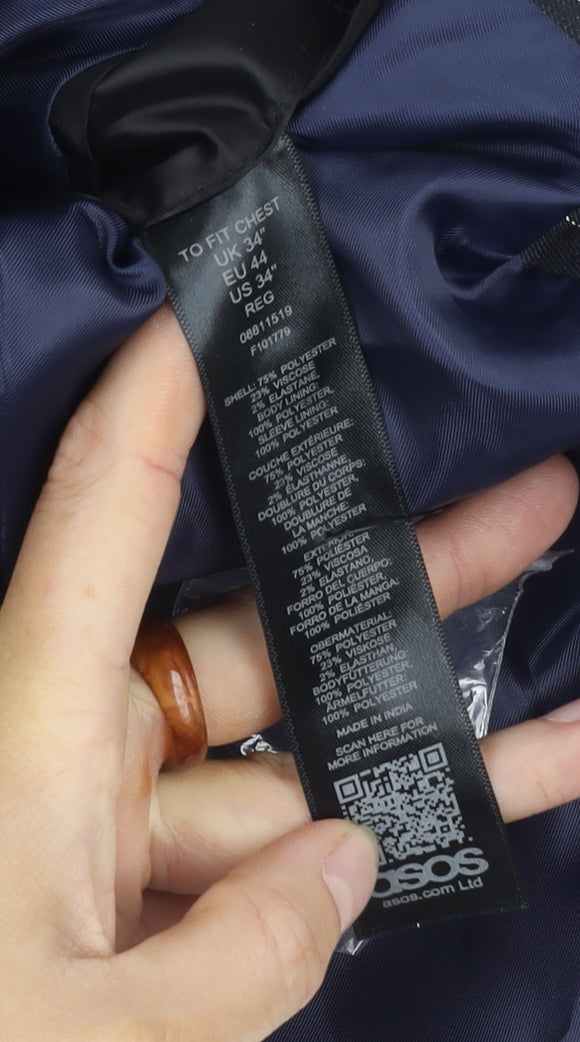 ASOS Men's Blue Striped Blazer - Size 34, Regular Fit