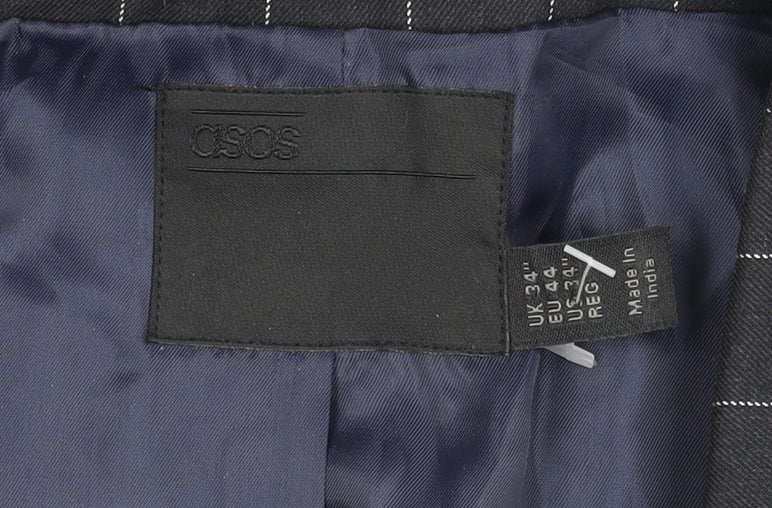 ASOS Men's Blue Striped Blazer - Size 34, Regular Fit