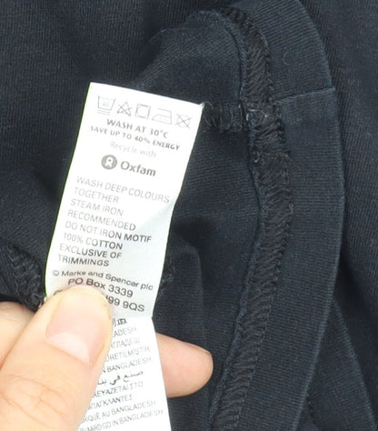 Marks and Spencer Men's Black Cotton T-Shirt, Size L