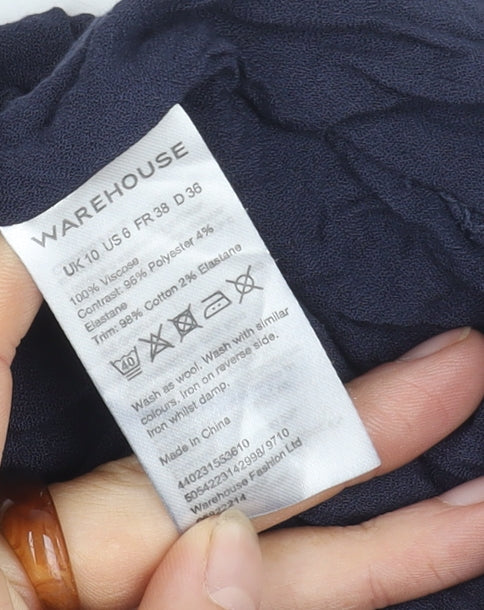 Womens UK Size 10 Warehouse Blue  Blouse