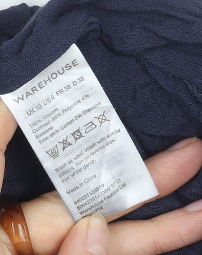 Womens UK Size 10 Warehouse Blue  Blouse