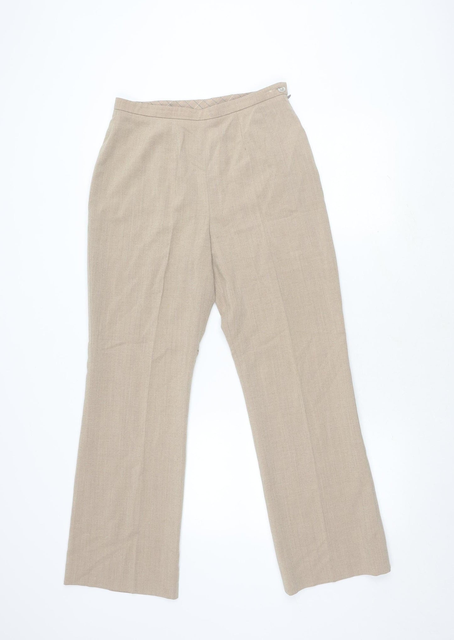 Country Casuals Women's Beige Wide-Leg Trousers, Size 12