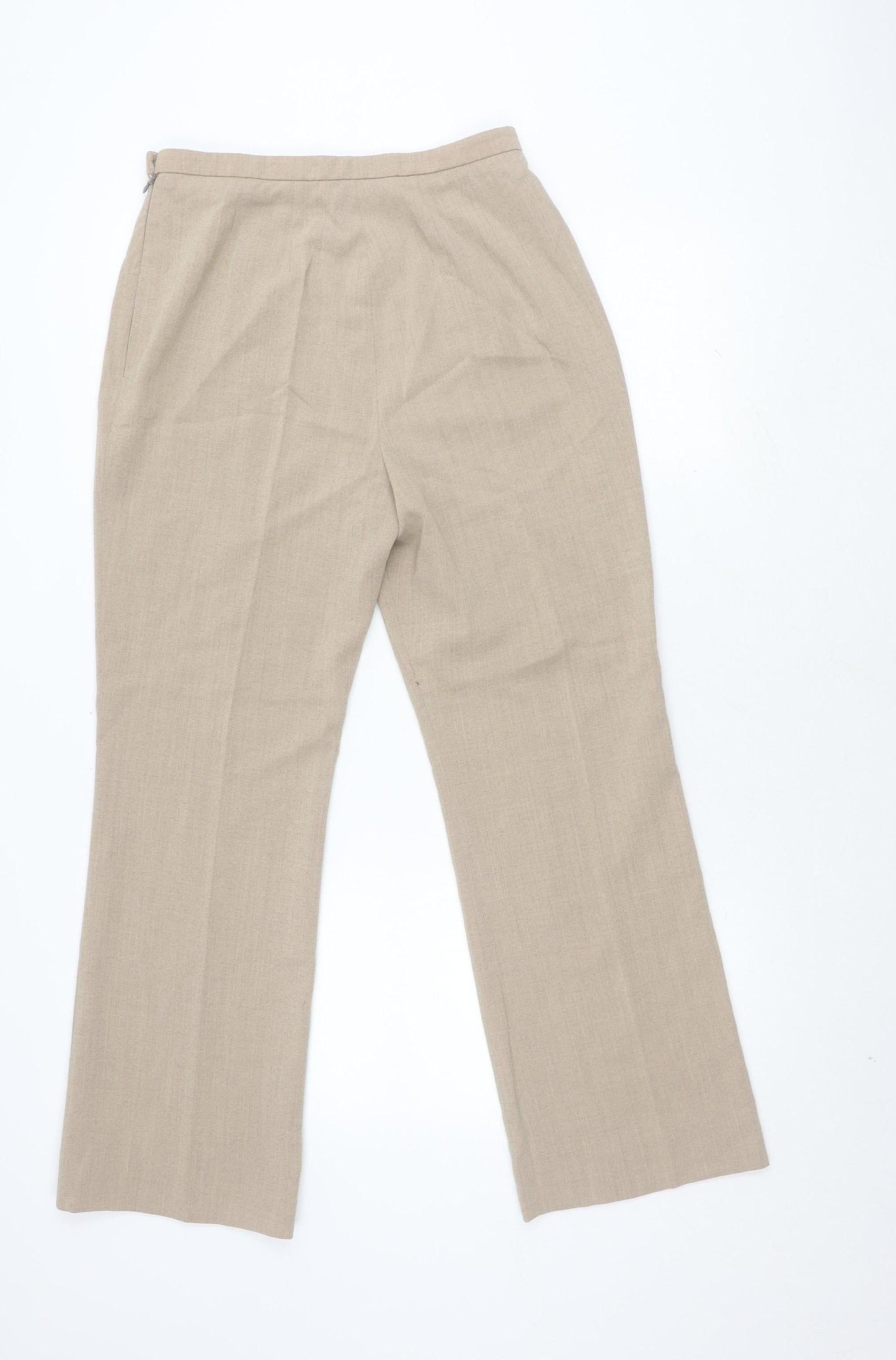 Country Casuals Women's Beige Wide-Leg Trousers, Size 12