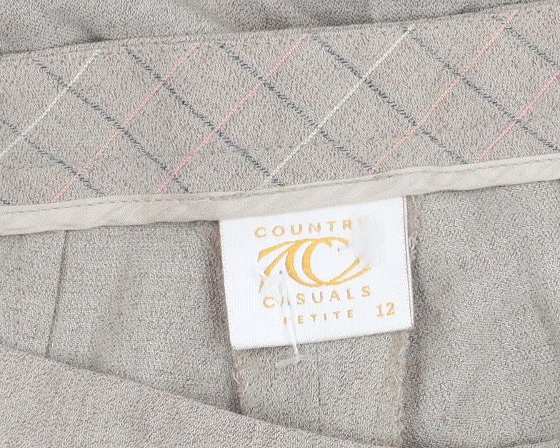 Country Casuals Women's Beige Wide-Leg Trousers, Size 12