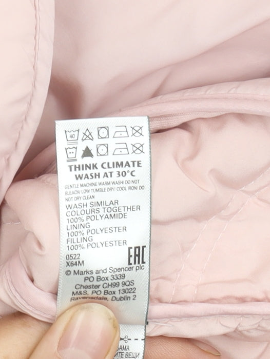 Womens UK Size 10 Marks and Spencer Pink Quilted Coat
