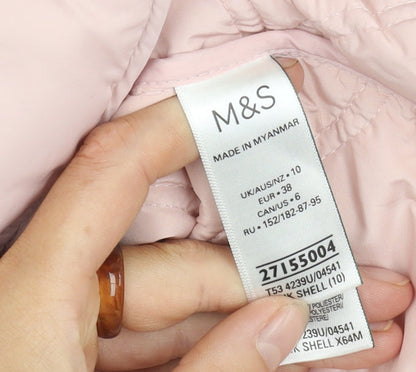 Womens UK Size 10 Marks and Spencer Pink Quilted Coat