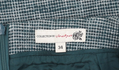 Collection by Lackrox Women's Blue Check Pencil Skirt, Size 6