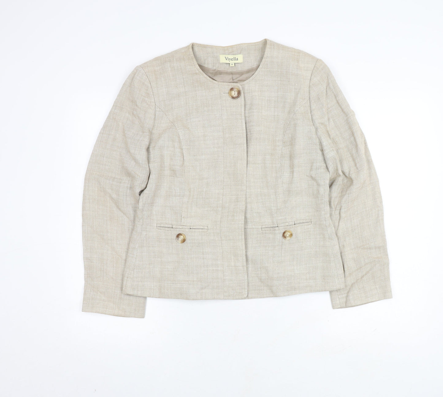 Viyella Women's Beige Linen Blazer Jacket Size 12