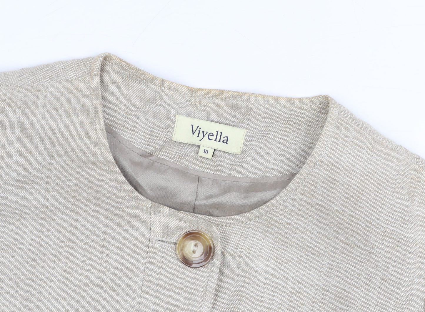Viyella Women's Beige Linen Blazer Jacket Size 12