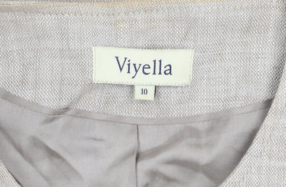 Viyella Women's Beige Linen Blazer Jacket Size 12