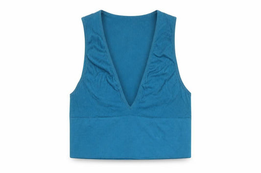 Womens UK Size L Urban Outfitters Blue Cropped Tank