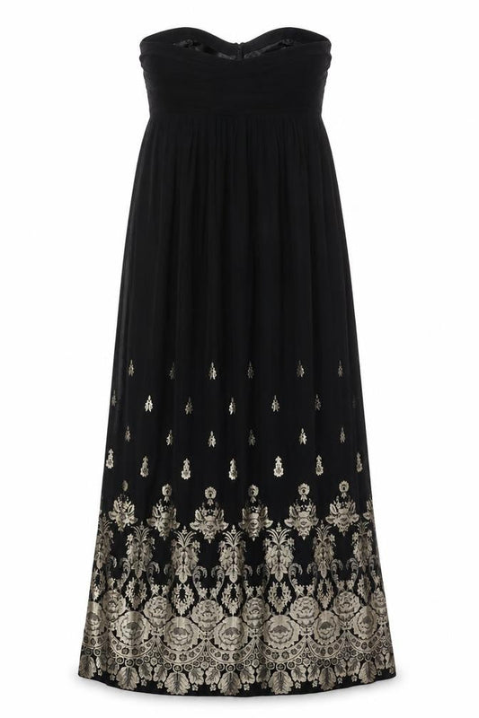 Front view of Belle by Oasis Women's Black Embroidered Dress, size 12
