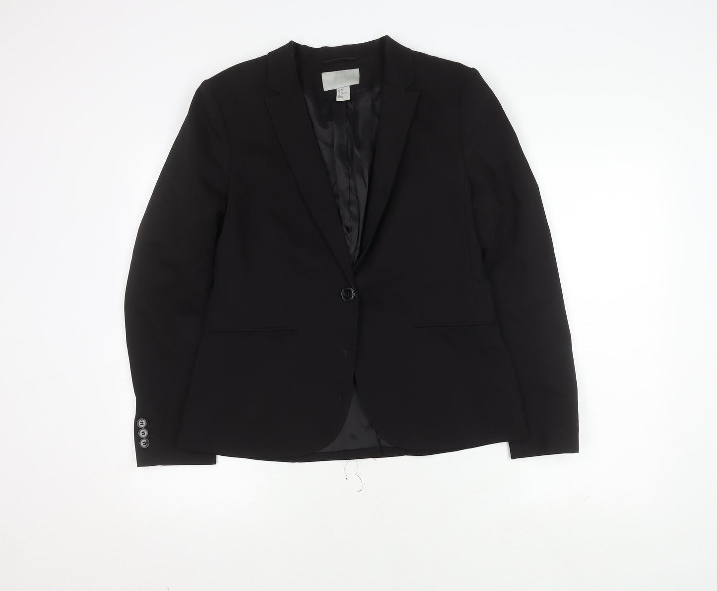 H&M Women's Black Suit Jacket, Size 14, Single-Breasted