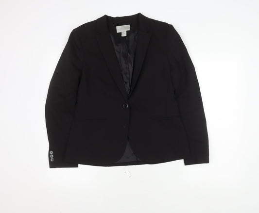 H&M Women's Black Suit Jacket, Size 14, Single-Breasted