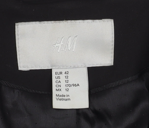 H&M Women's Black Suit Jacket, Size 14, Single-Breasted