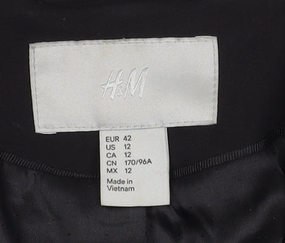 H&M Women's Black Suit Jacket, Size 14, Single-Breasted