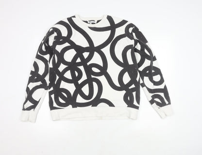 Zara Unisex White Pullover Sweatshirt M Geometric