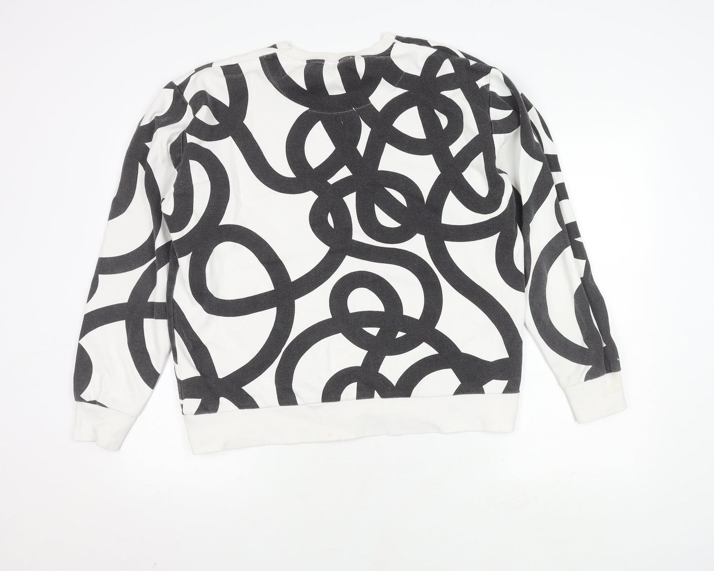 Zara Unisex White Pullover Sweatshirt M Geometric