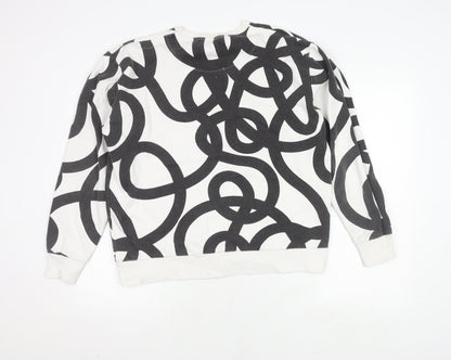 Zara Unisex White Pullover Sweatshirt M Geometric