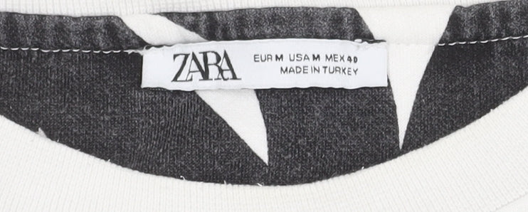 Zara Unisex White Pullover Sweatshirt M Geometric