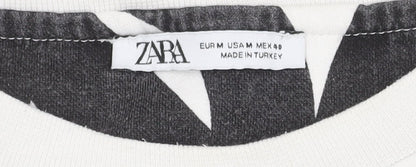 Zara Unisex White Pullover Sweatshirt M Geometric