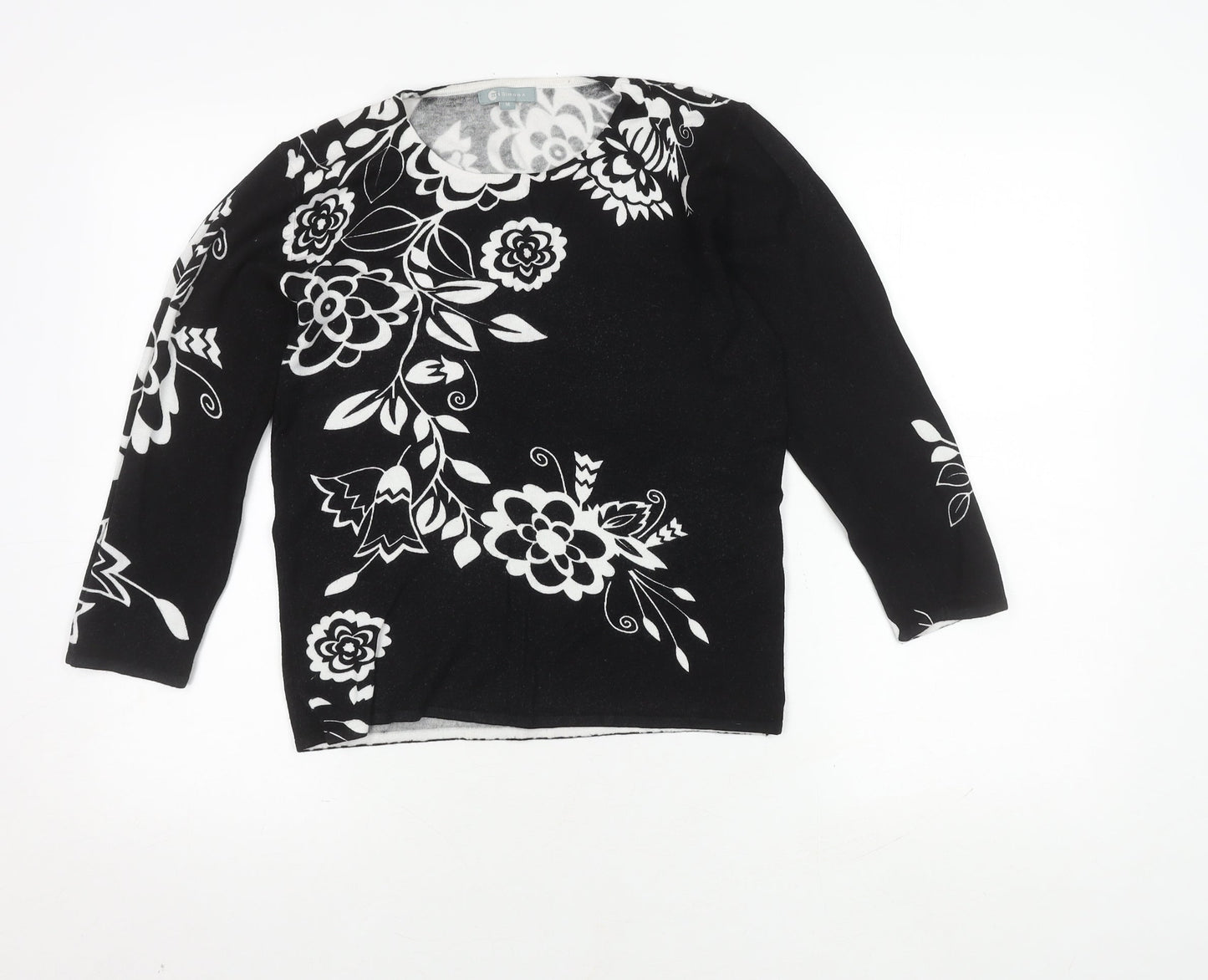 Miamoda Women's Floral Black Jumper, Size 12