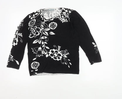 Miamoda Women's Floral Black Jumper, Size 12