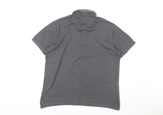 Next Men's Grey Polo Shirt, Size L, Short Sleeve Cotton