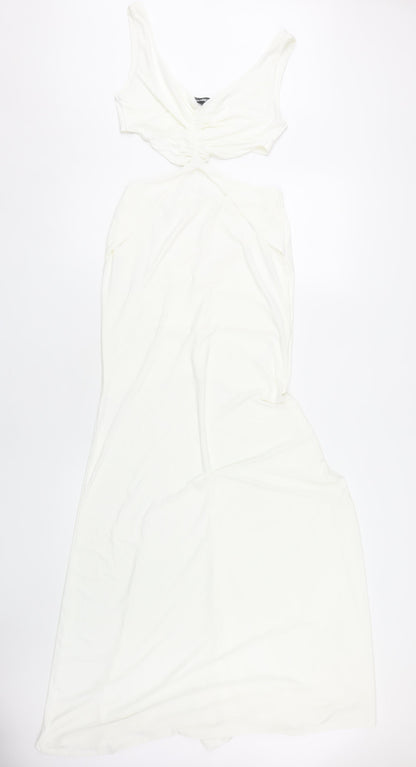 Missguided Women's White Long Bodycon Dress Size 10