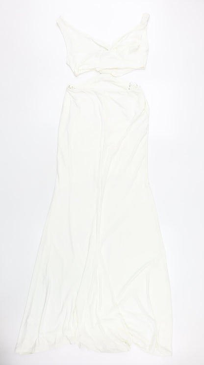 Missguided Women's White Long Bodycon Dress Size 10