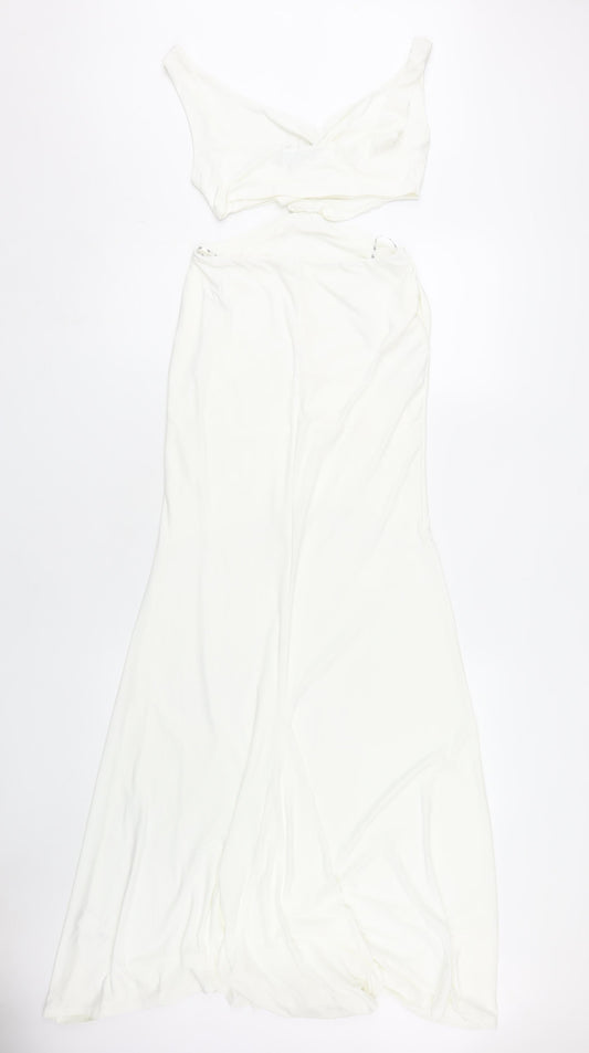 Missguided Women's White Long Bodycon Dress Size 10