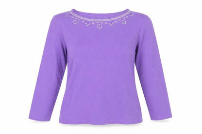 Bonmarché Women's Purple Embroidered Top, Size S