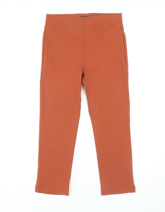 Womens UK Size 10 M&Co Regular Fit Straight Orange Trousers