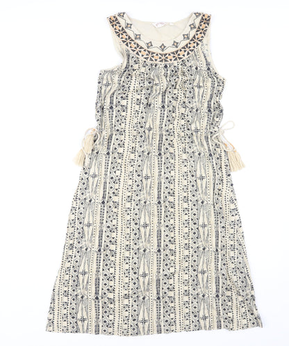 Fat Face Women's Beige Embroidered Dress Size 6