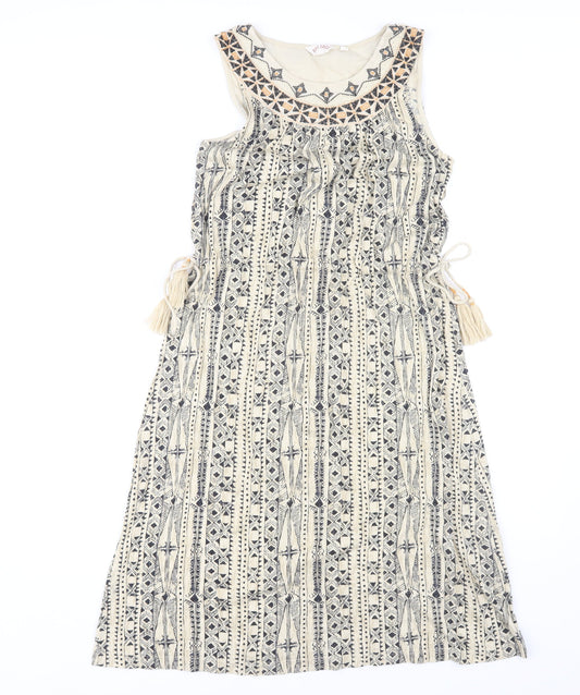 Fat Face Women's Beige Embroidered Dress Size 6