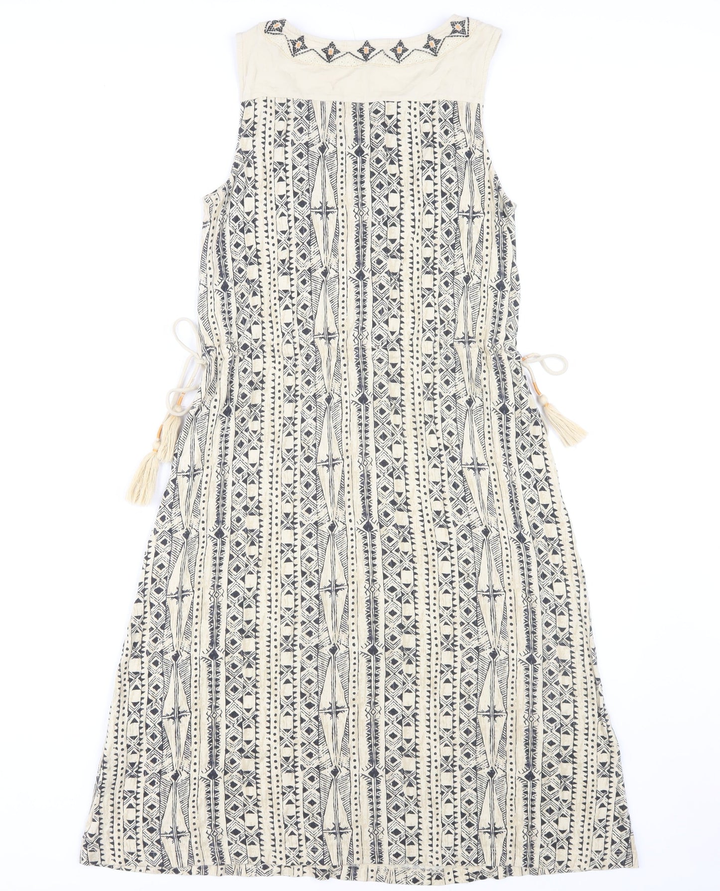 Fat Face Women's Beige Embroidered Dress Size 6