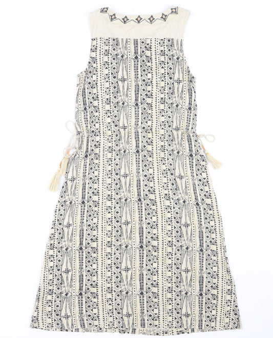 Fat Face Women's Beige Embroidered Dress Size 6