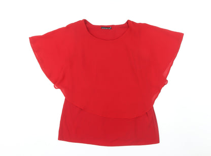 David Emanuel Women's Red Blouse, Size 14, Round Neck