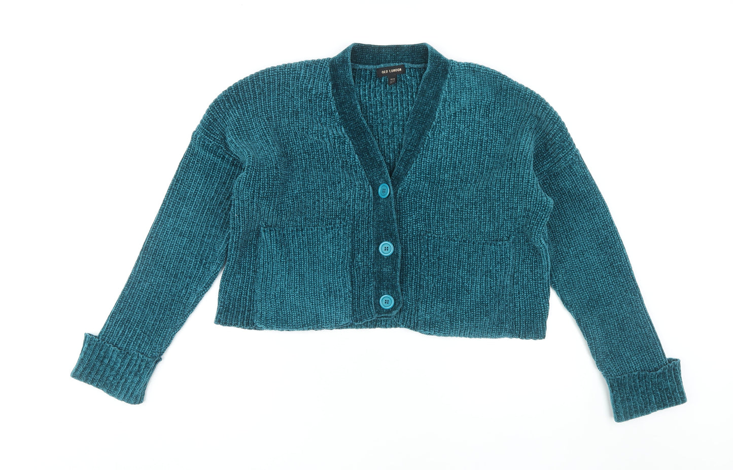 Womens UK Size M QED London Blue Cardigan Jumper
