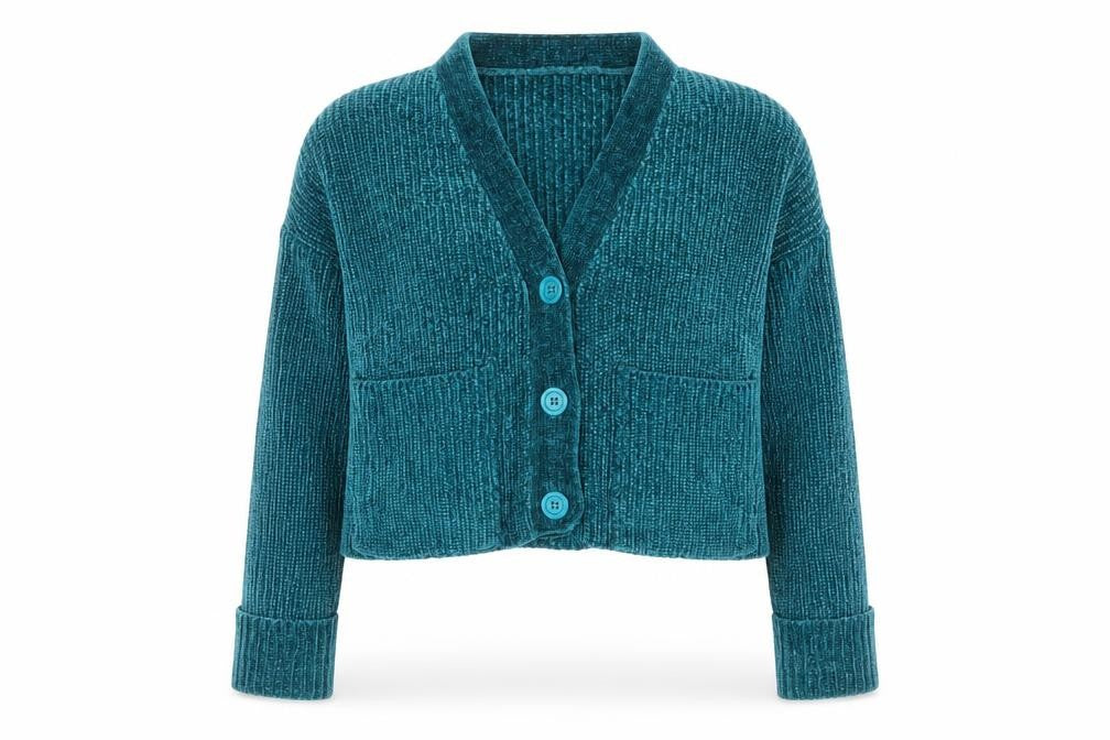 Womens UK Size M QED London Blue Cardigan Jumper