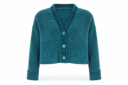 Womens UK Size M QED London Blue Cardigan Jumper