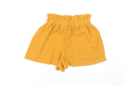 PrettyLittleThing Women's Yellow Paperbag Shorts, Size 14